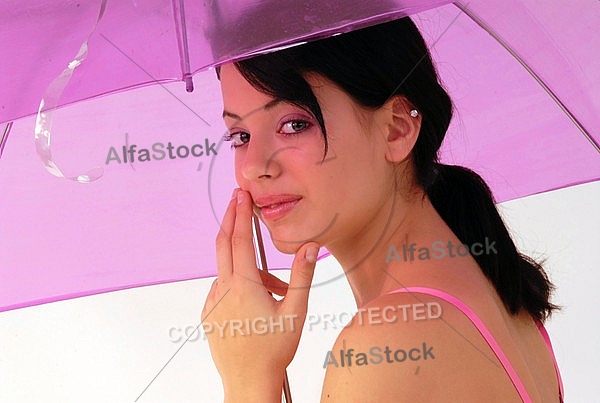 Girl with pink umbrella